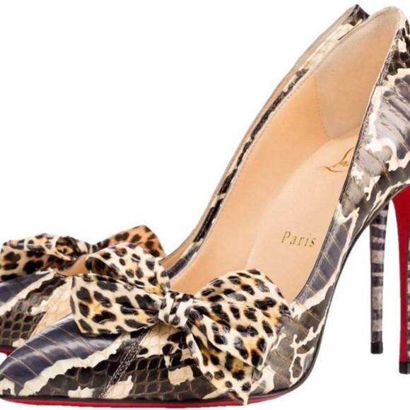 Christian Louboutin Shoes - Christian Louboutin Black and Cream Patterned Heels